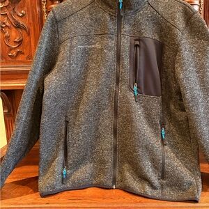 Men's Gray Warm Jacket with Blue Zippers
